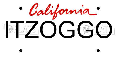 ITZOGGO California License Plate
