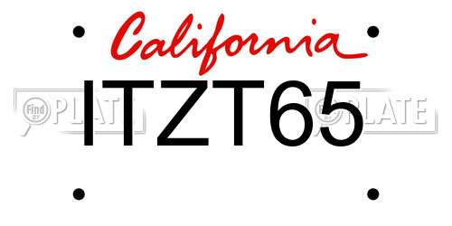 ITZT65 California License Plate