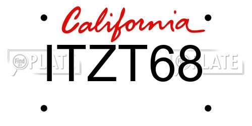 ITZT68 California License Plate