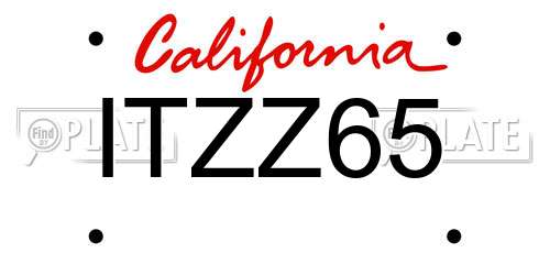 ITZZ65 California License Plate