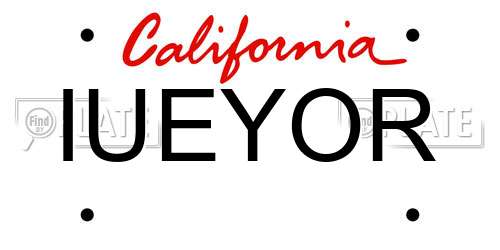 IUEYOR California License Plate