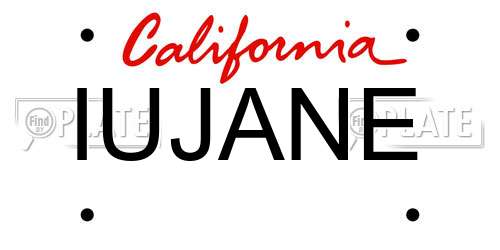 IUJANE California License Plate