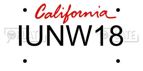 IUNW18 California License Plate