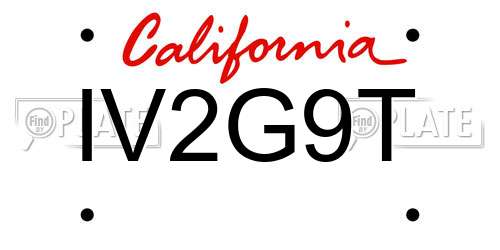 IV2G9T California License Plate