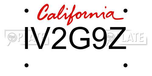 IV2G9Z California License Plate