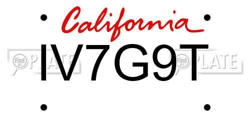 IV7G9T California License Plate