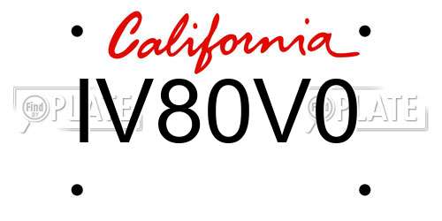 IV80V0 California License Plate