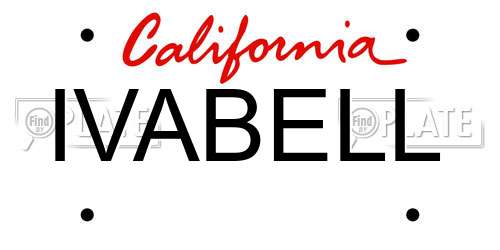 IVABELL California License Plate