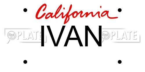 IVAN California License Plate