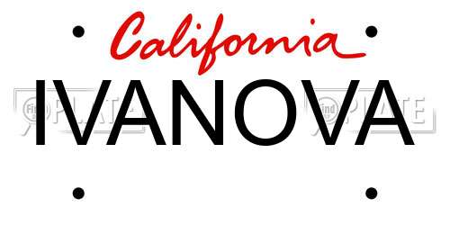 IVANOVA California License Plate