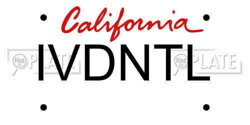 IVDNTL California License Plate