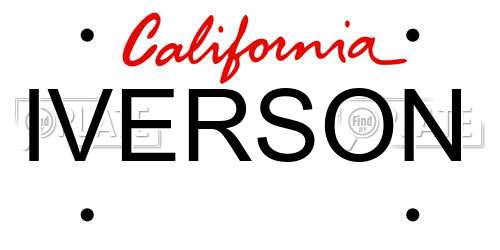 IVERSON California License Plate