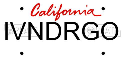 IVNDRGO California License Plate