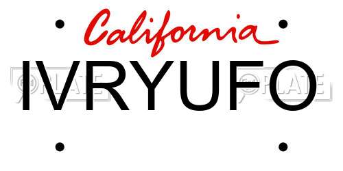 IVRYUFO California License Plate