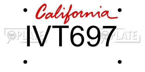 IVT697 California License Plate