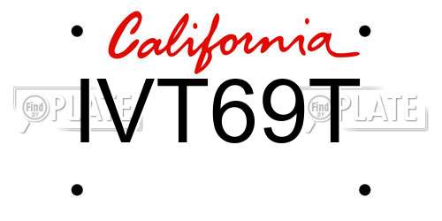 IVT69T California License Plate