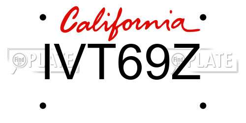 IVT69Z California License Plate