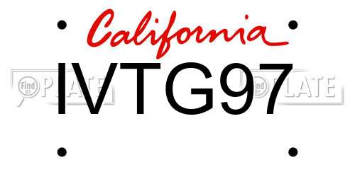 IVTG97 California License Plate