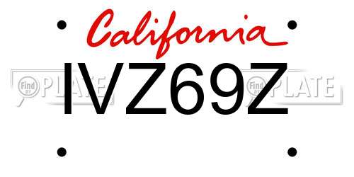IVZ69Z California License Plate