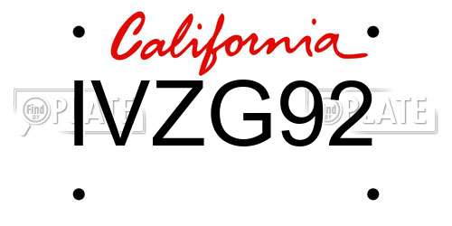 IVZG92 California License Plate