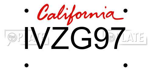 IVZG97 California License Plate