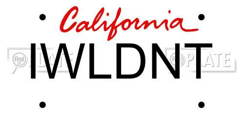 IWLDNT California License Plate