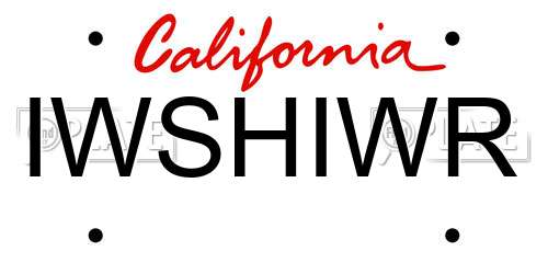IWSHIWR California License Plate