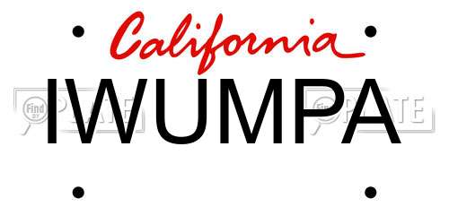 IWUMPA California License Plate