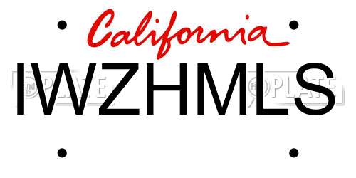 IWZHMLS California License Plate