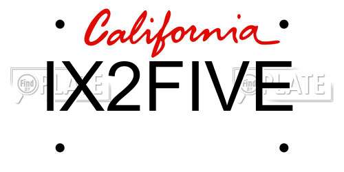 IX2FIVE California License Plate