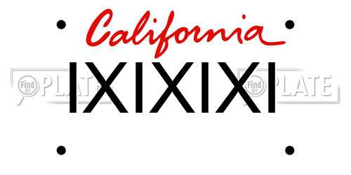 IXIXIXI California License Plate