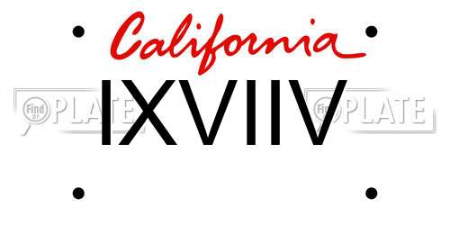 IXVIIV California License Plate