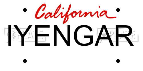 IYENGAR California License Plate