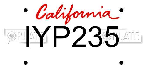 IYP235 California License Plate