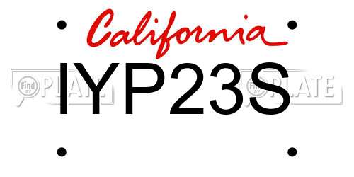 IYP23S California License Plate