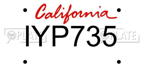 IYP735 California License Plate