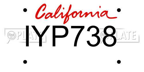 IYP738 California License Plate
