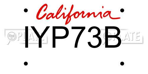 IYP73B California License Plate