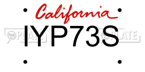 IYP73S California License Plate