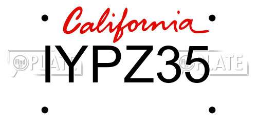 IYPZ35 California License Plate
