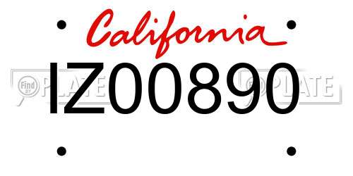 IZ00890 California License Plate