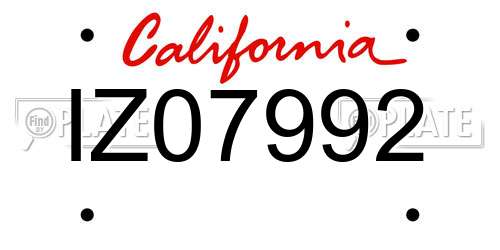 IZ07992 California License Plate