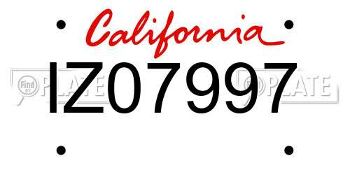 IZ07997 California License Plate
