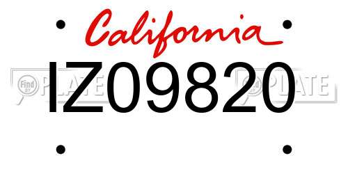IZ09820 California License Plate