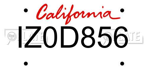IZ0D856 California License Plate