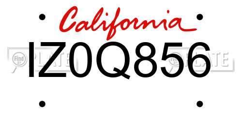 IZ0Q856 California License Plate
