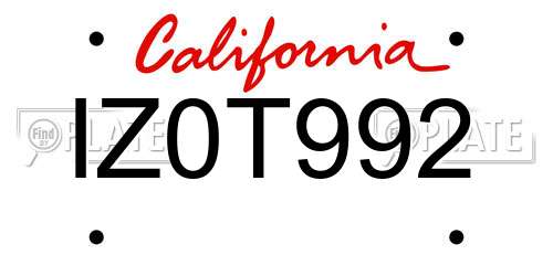 IZ0T992 California License Plate