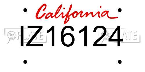 IZ16124 California License Plate