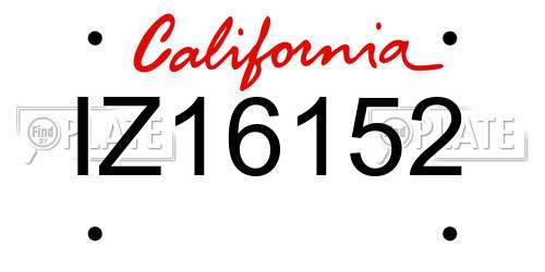 IZ16152 California License Plate