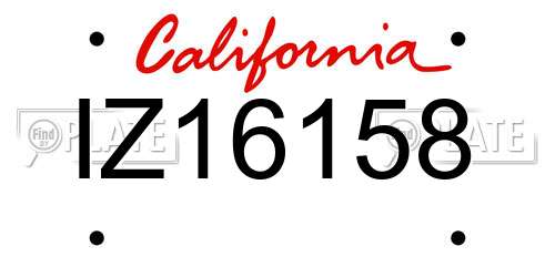 IZ16158 California License Plate